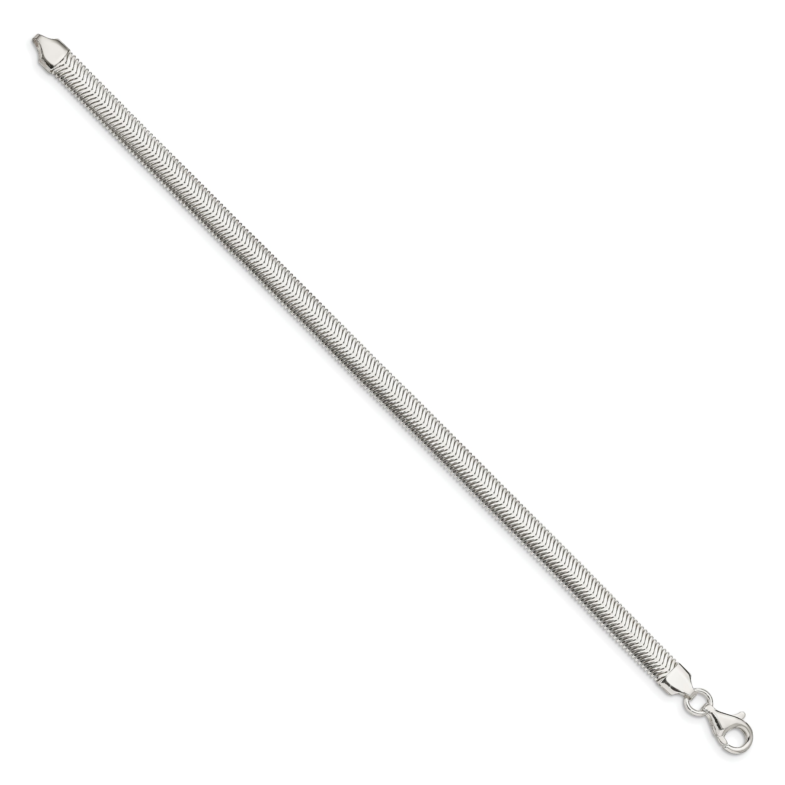 7 Inch Sterling Silver 6.25mm Flat Oval Snake Chain