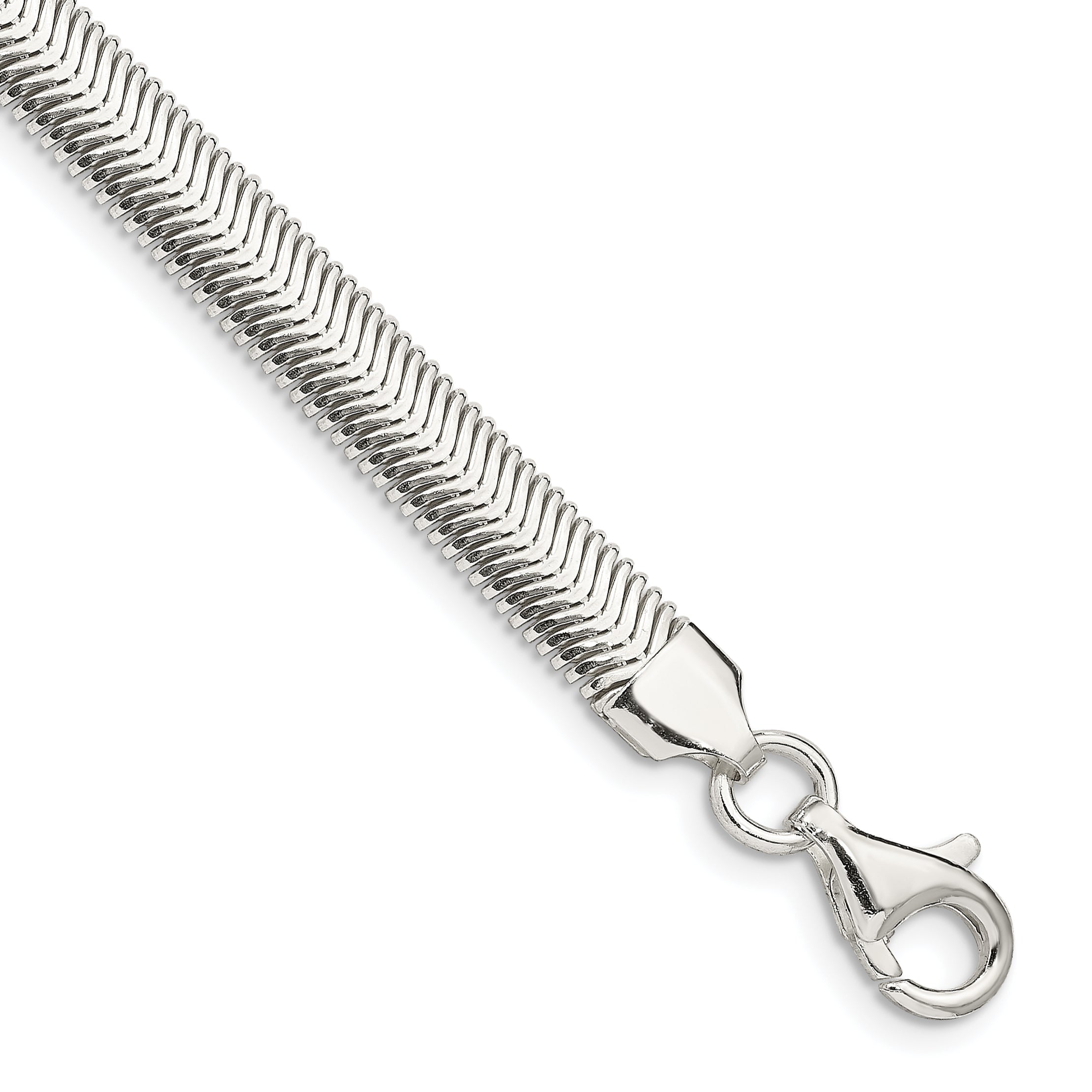 7 Inch Sterling Silver 6.25mm Flat Oval Snake Chain
