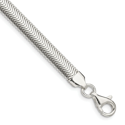 7 Inch Sterling Silver 6.25mm Flat Oval Snake Chain