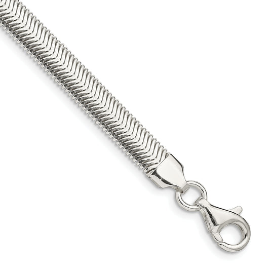 7 Inch Sterling Silver 6.25mm Flat Oval Snake Chain