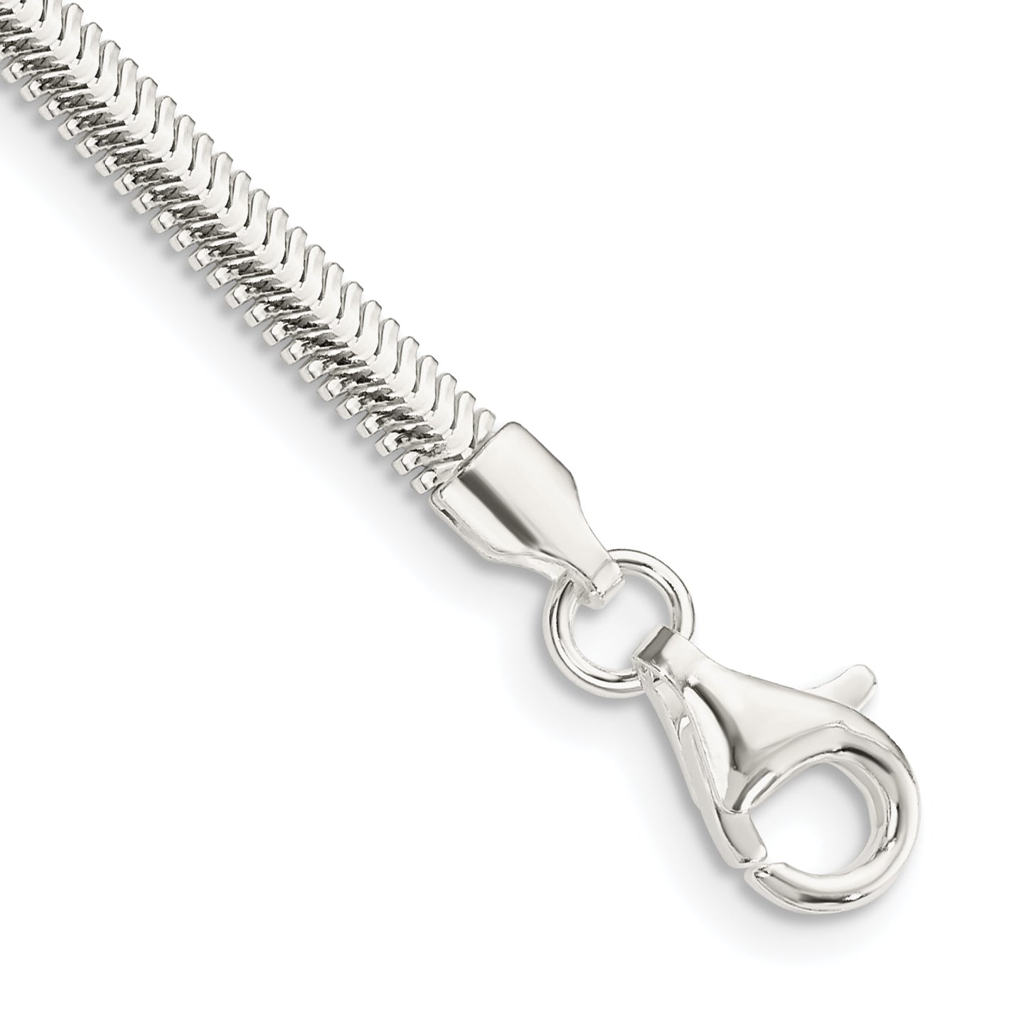 8 Inch Sterling Silver 3.3mm Flat Oval Snake Chain