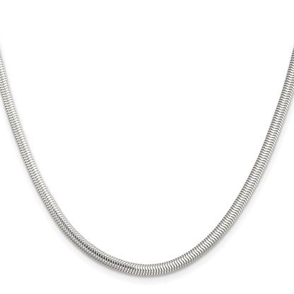 24 Inch Sterling Silver 3.5mm 6-Sided Oval Snake Chain