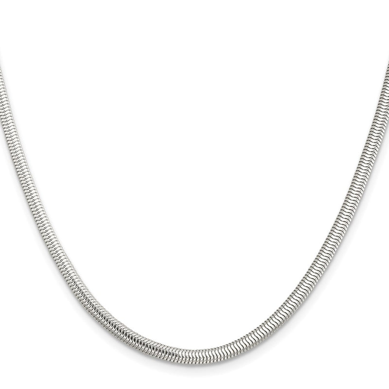 24 Inch Sterling Silver 3.5mm 6-Sided Oval Snake Chain Necklace