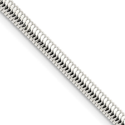 18 Inch Sterling Silver 3.5mm 6-Sided Oval Snake Chain Necklace