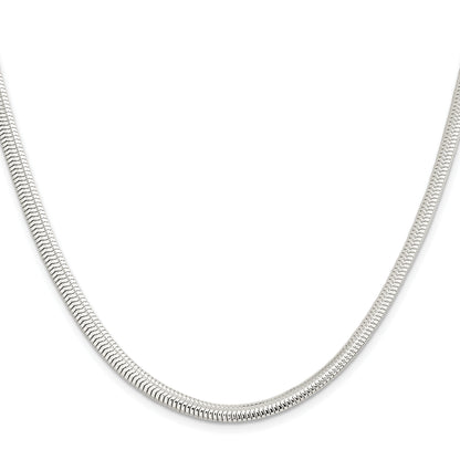 18 Inch Sterling Silver 5mm 6-Sided Oval Snake Chain
