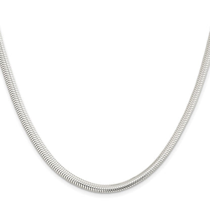 18 Inch Sterling Silver 5mm 6-Sided Oval Snake Chain Necklace