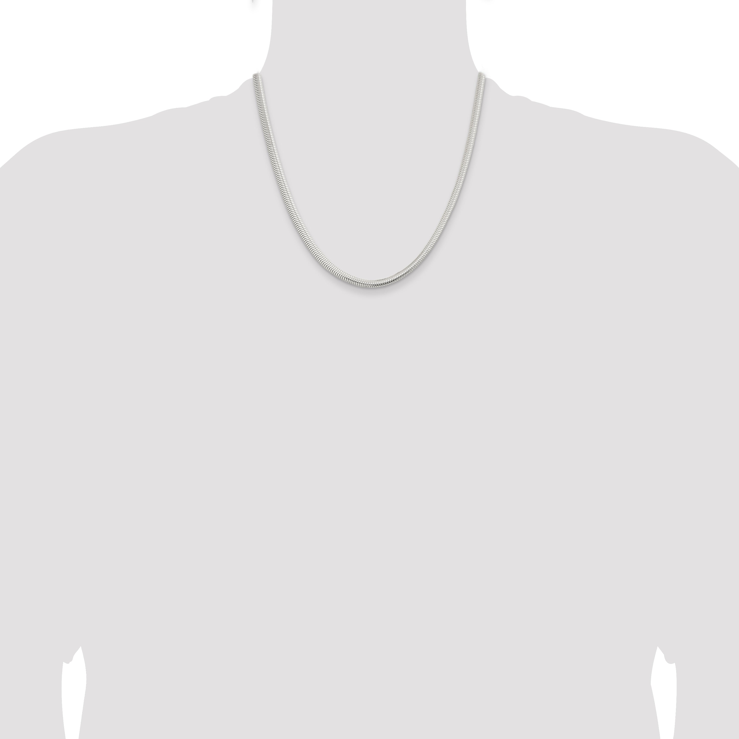 20 Inch Sterling Silver 5mm 6-Sided Oval Snake Chain