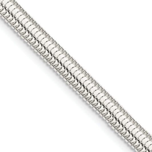 24 Inch Sterling Silver 5mm 6-Sided Oval Snake Chain