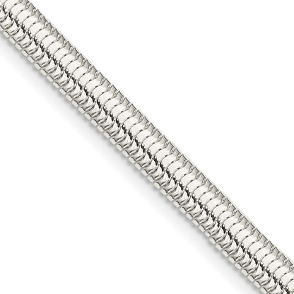 30 Inch Sterling Silver 5mm 6-Sided Oval Snake Chain Necklace