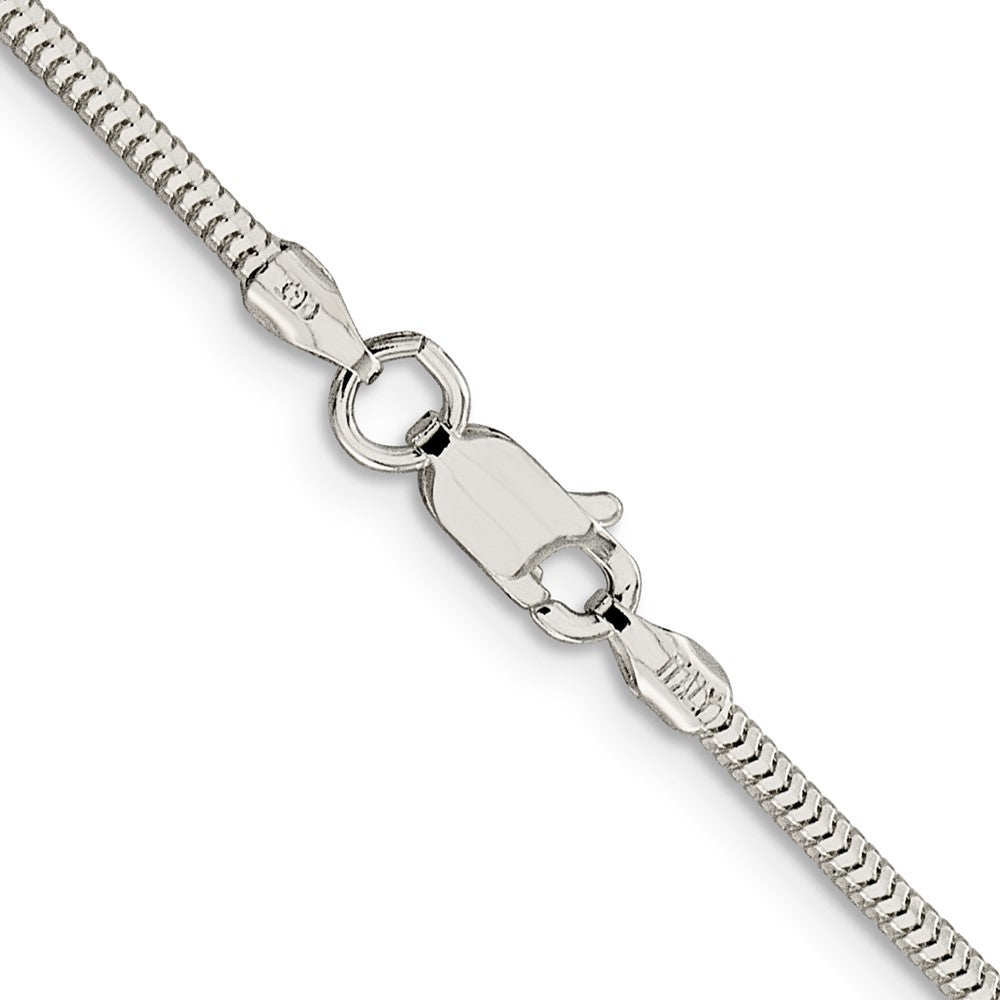 22 Inch Sterling Silver 2mm Diamond-Cut Snake Chain Necklace