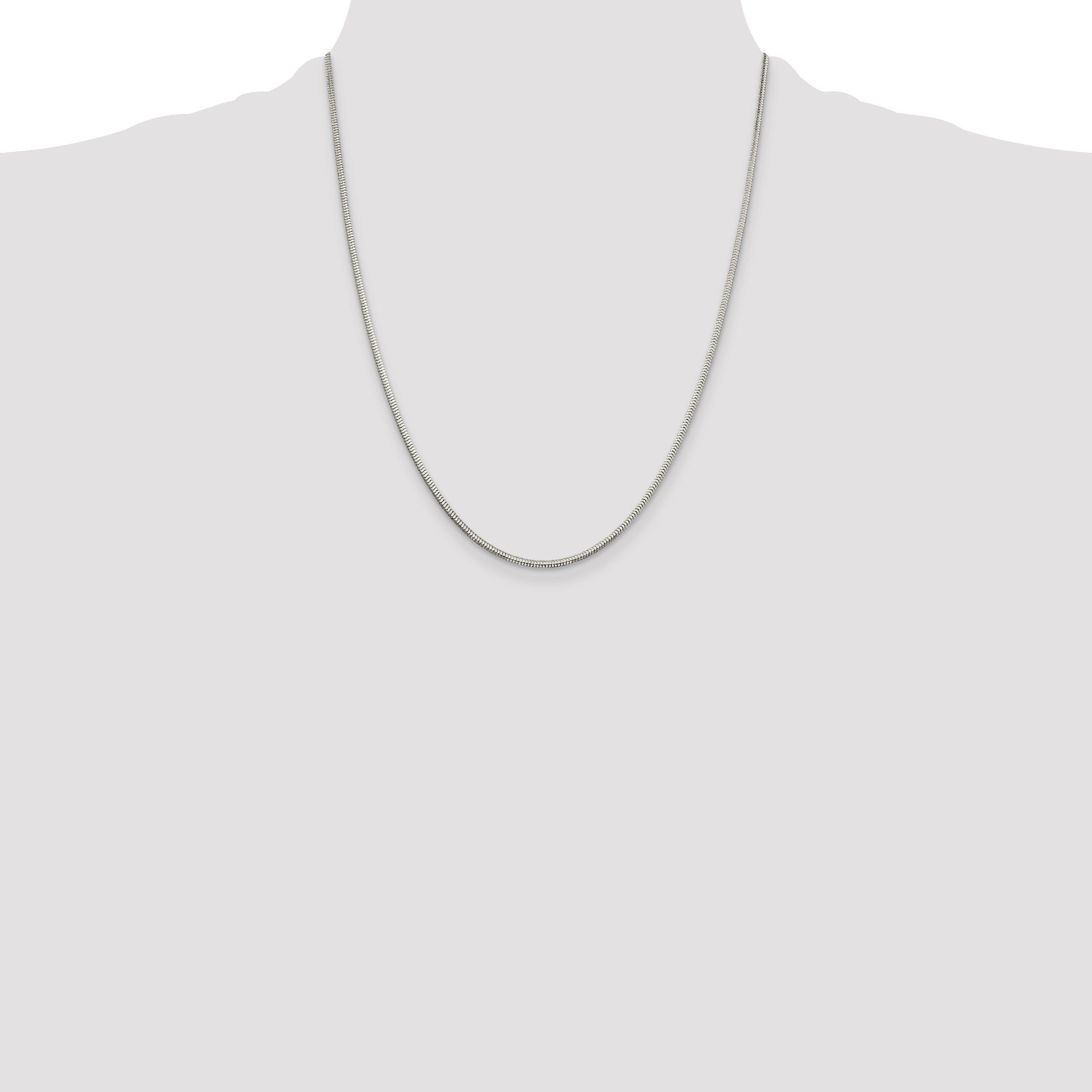 22 Inch Sterling Silver 2mm Diamond-Cut Snake Chain