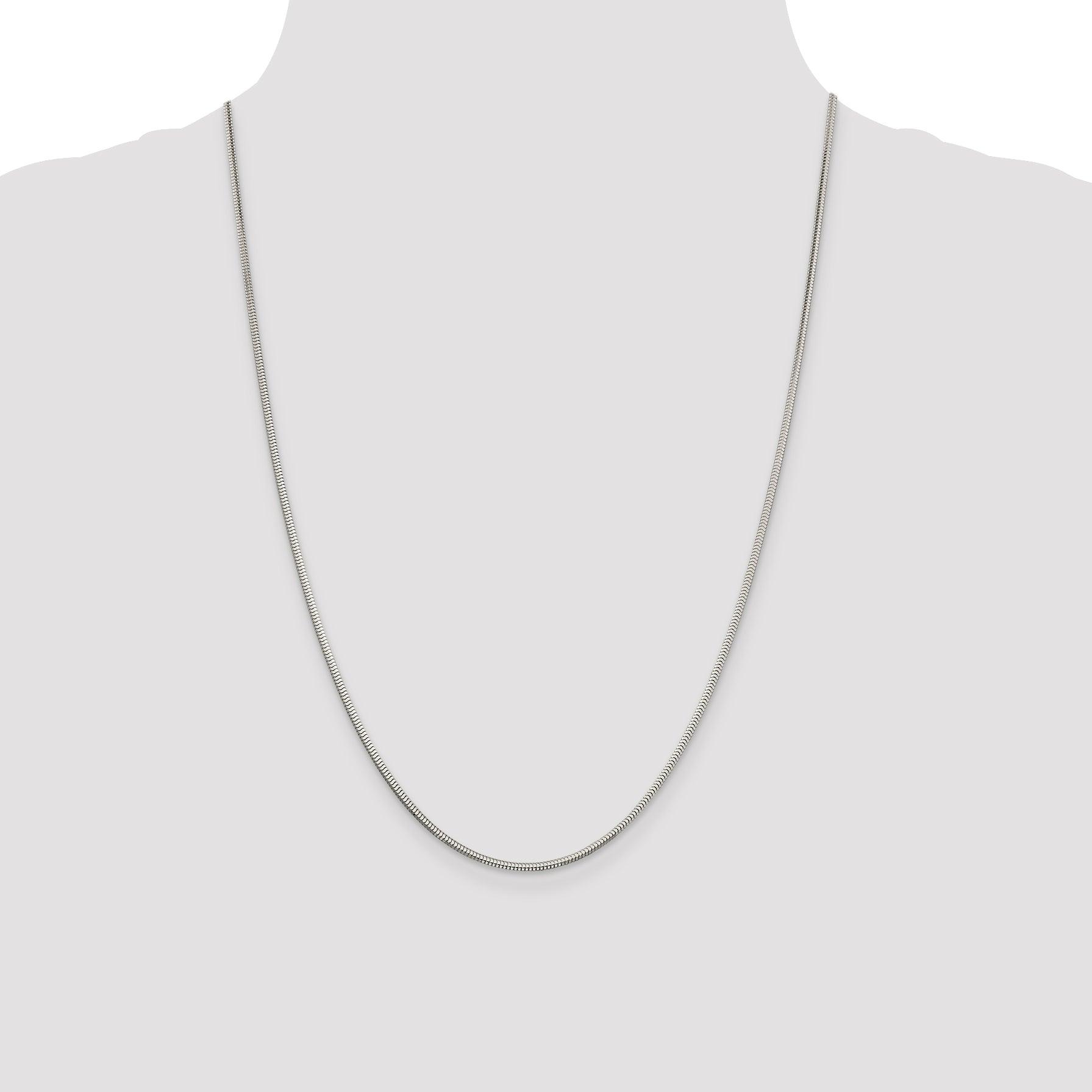 24 Inch Sterling Silver 2mm Diamond-Cut Snake Chain