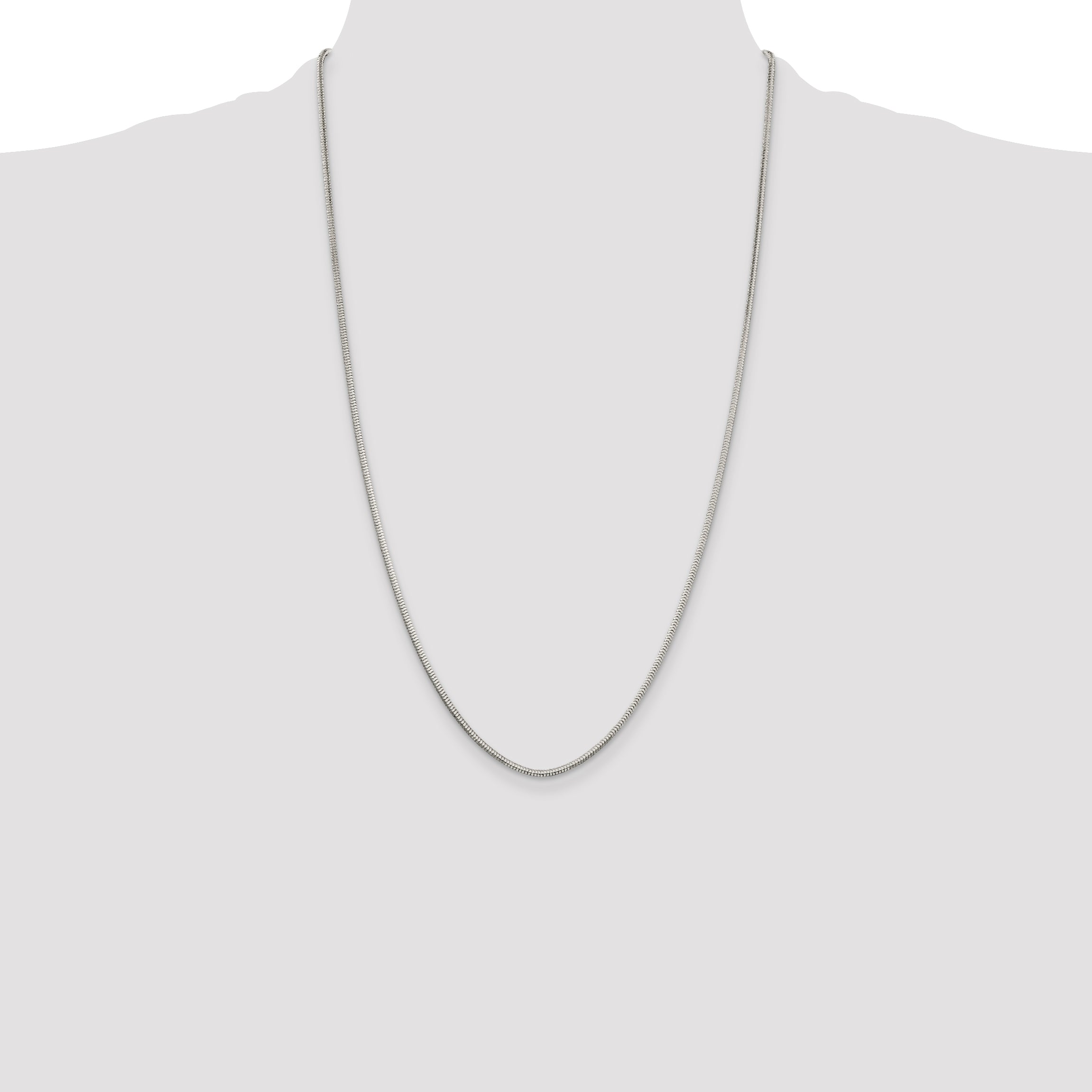 26 Inch Sterling Silver 2mm Diamond-Cut Snake Chain