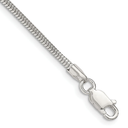 8 Inch Sterling Silver 2mm Diamond-Cut Snake Chain