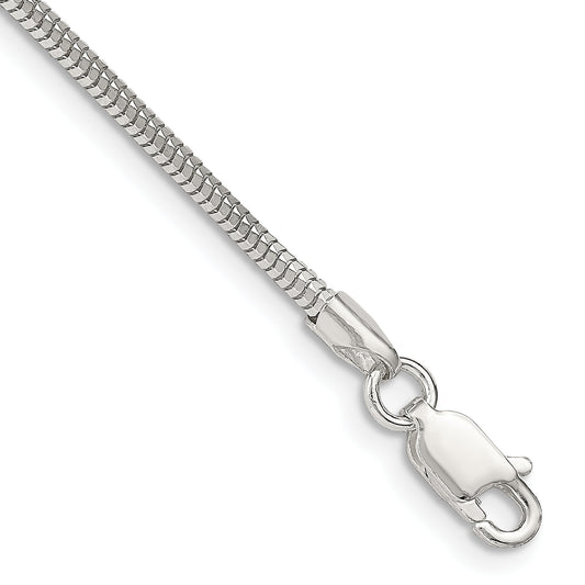 8 Inch Sterling Silver 2mm Diamond-Cut Snake Chain