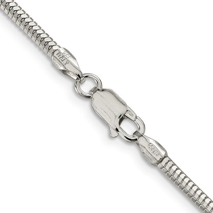 16 Inch Sterling Silver 2.5mm Diamond-Cut Snake Chain Necklace