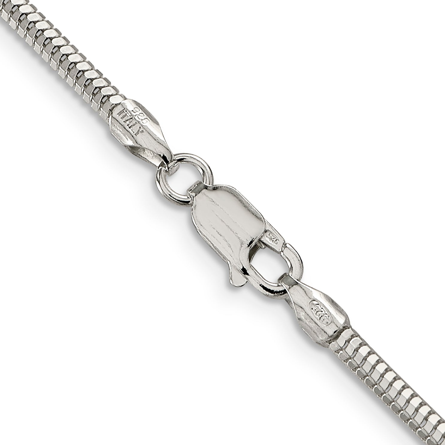 18 Inch Sterling Silver 2.5mm Diamond-Cut Snake Chain