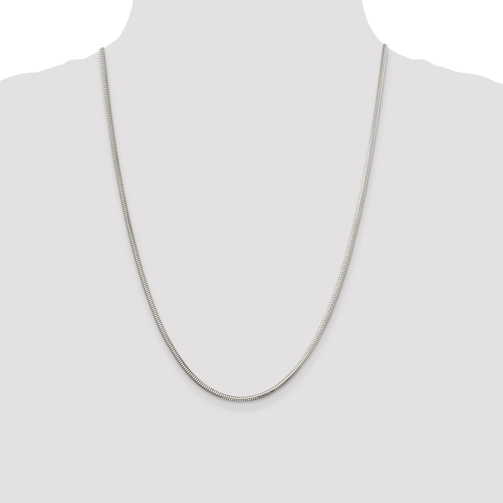 24 Inch Sterling Silver 2.5mm Diamond-Cut Snake Chain Necklace