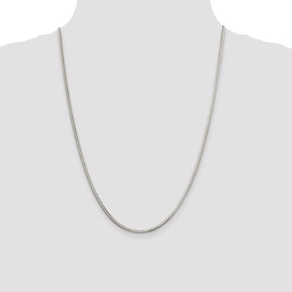 24 Inch Sterling Silver 2.5mm Diamond-Cut Snake Chain Necklace