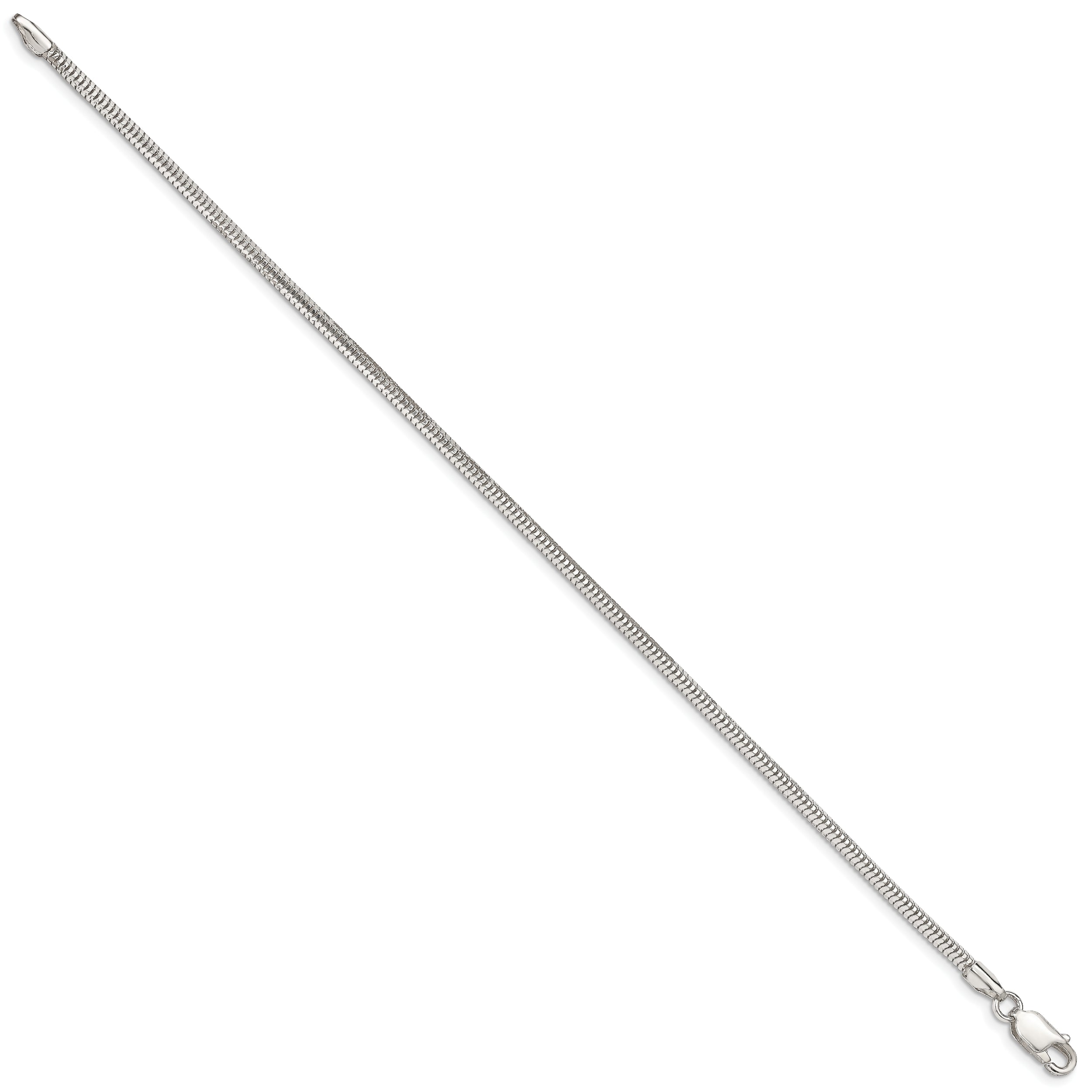 7 Inch Sterling Silver 2.5mm Diamond-Cut Snake Chain