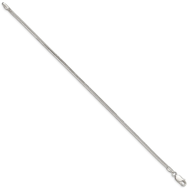 7 Inch Sterling Silver 2.5mm Diamond-Cut Snake Chain Bracelet