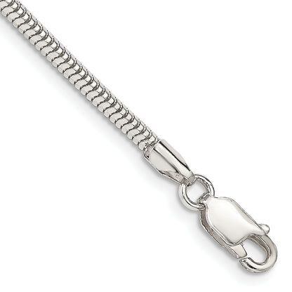 7 Inch Sterling Silver 2.5mm Diamond-Cut Snake Chain
