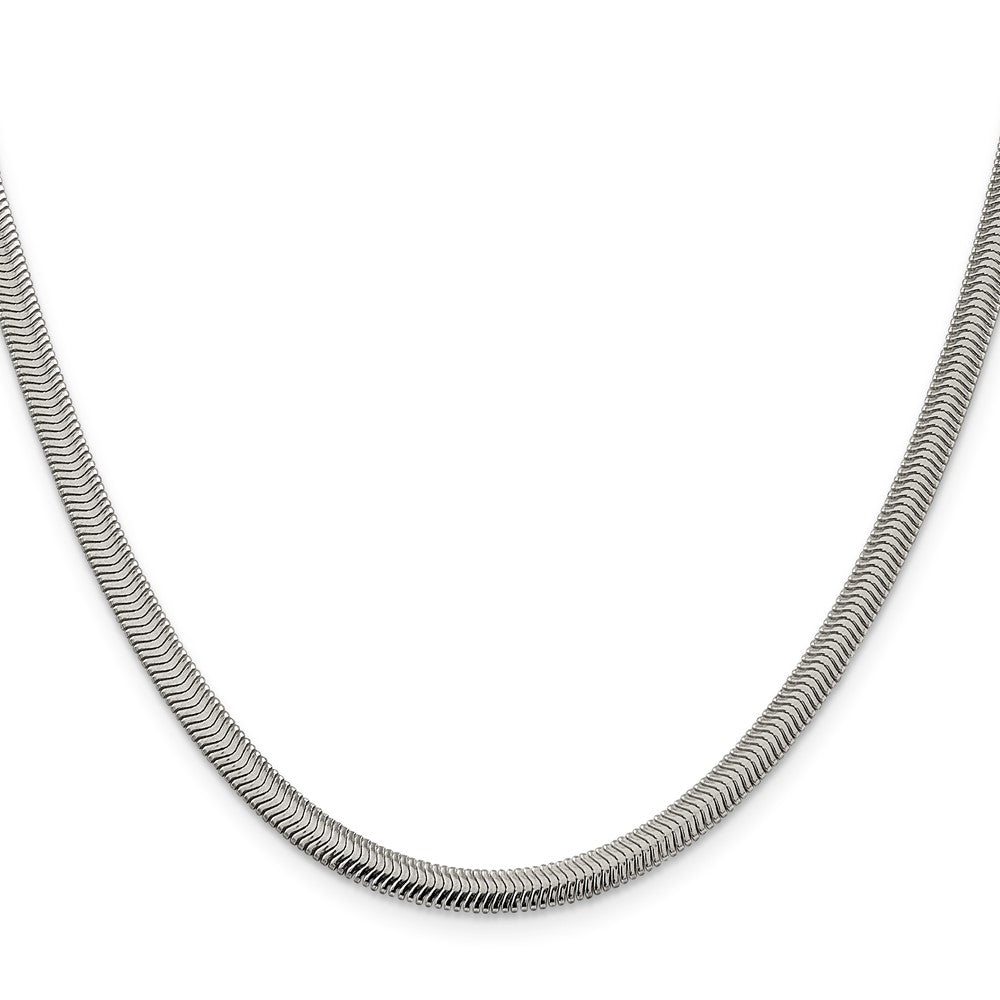 30 Inch Sterling Silver 4.2mm Flat Oval Snake Chain Necklace