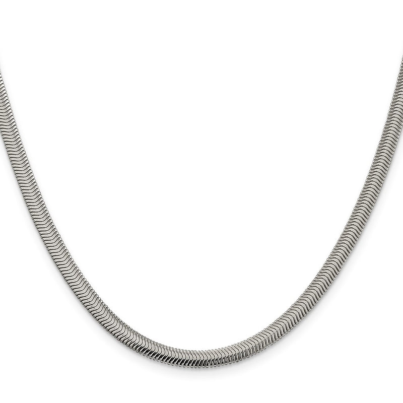 30 Inch Sterling Silver 4.2mm Flat Oval Snake Chain Necklace