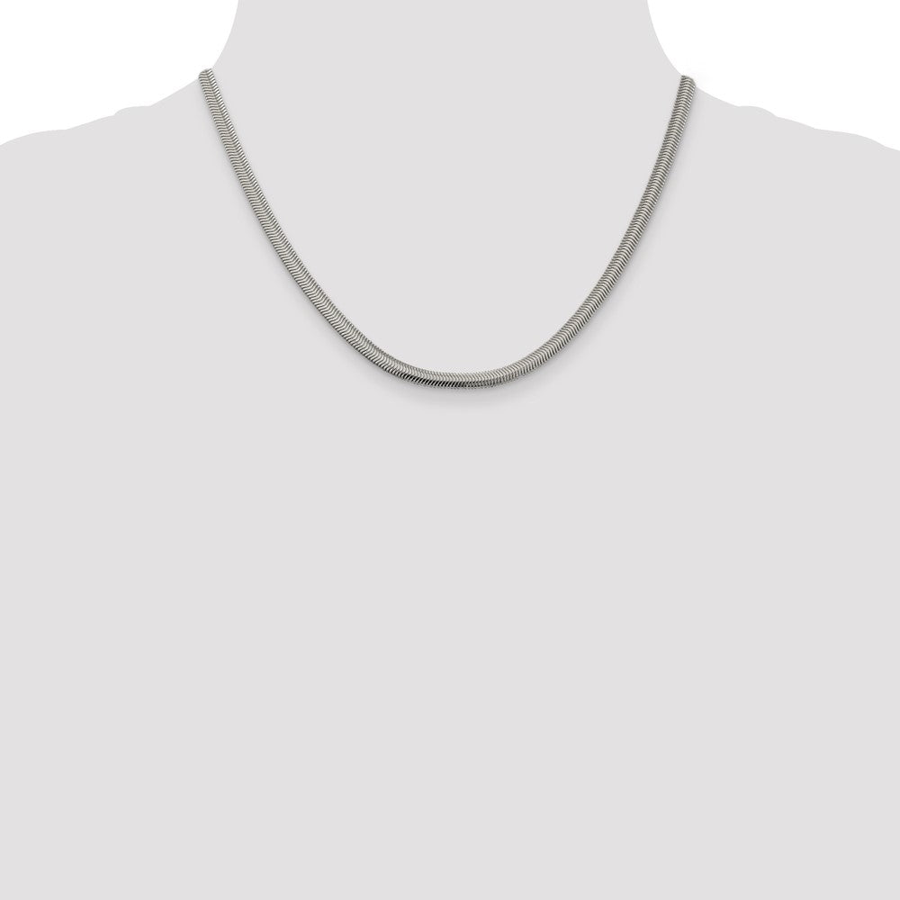 18 Inch Sterling Silver 4.2mm Flat Oval Snake Chain Necklace