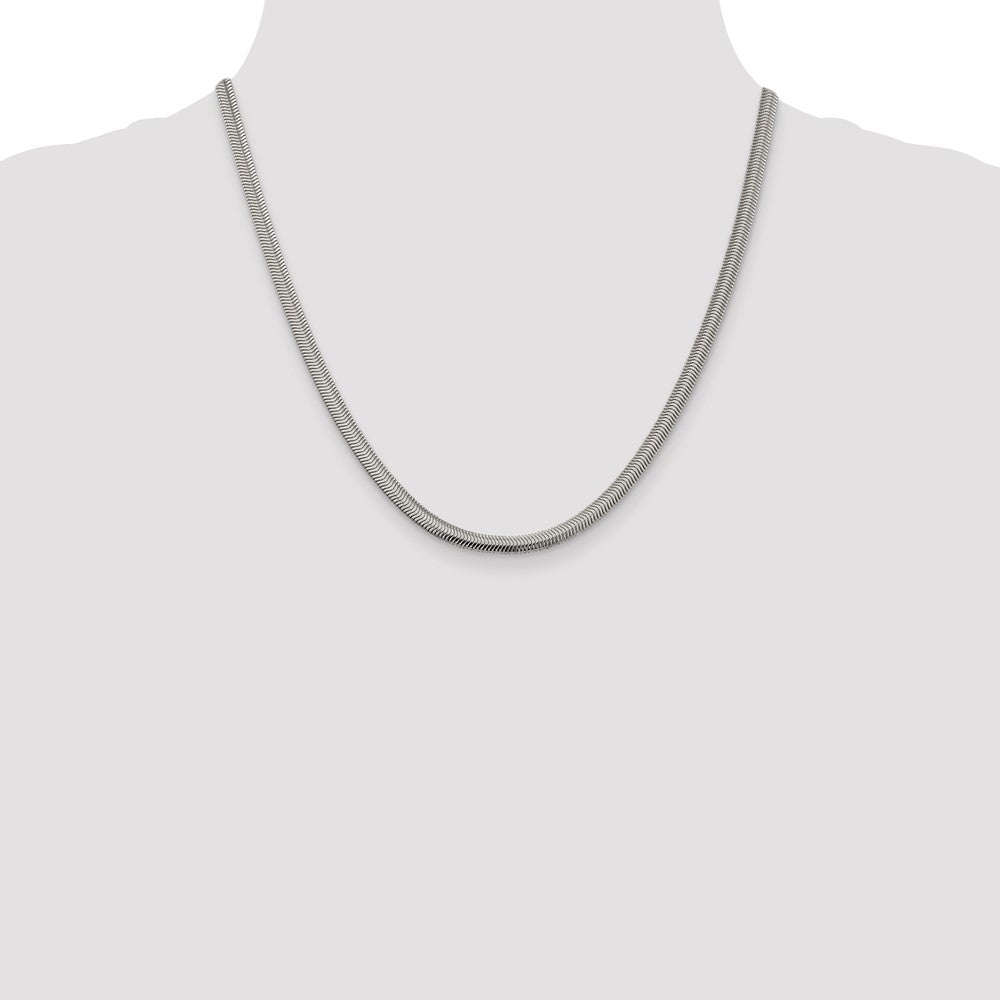 20 Inch Sterling Silver 4.2mm Flat Oval Snake Chain Necklace