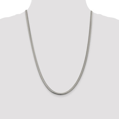 24 Inch Sterling Silver 4.2mm Flat Oval Snake Chain Necklace