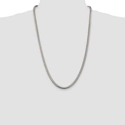 26 Inch Sterling Silver 4.2mm Flat Oval Snake Chain Necklace
