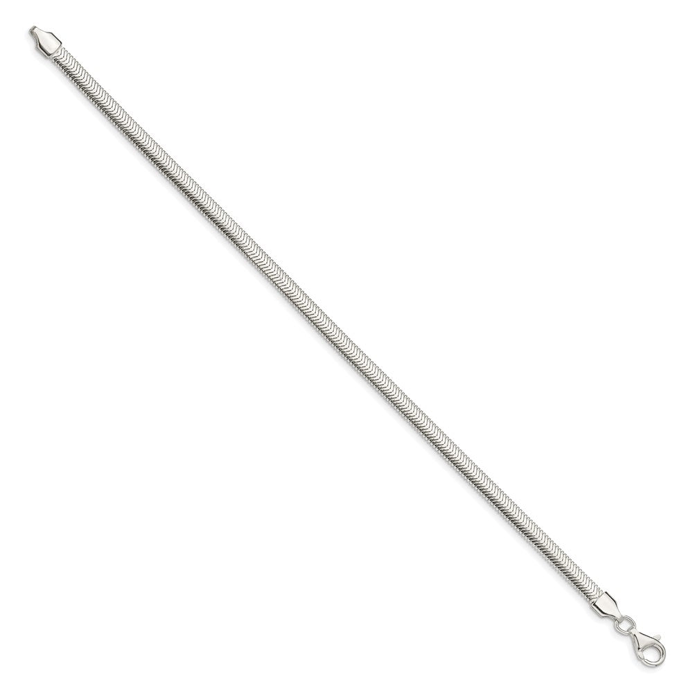 8 Inch Sterling Silver 4.2mm Flat Oval Snake Chain Bracelet