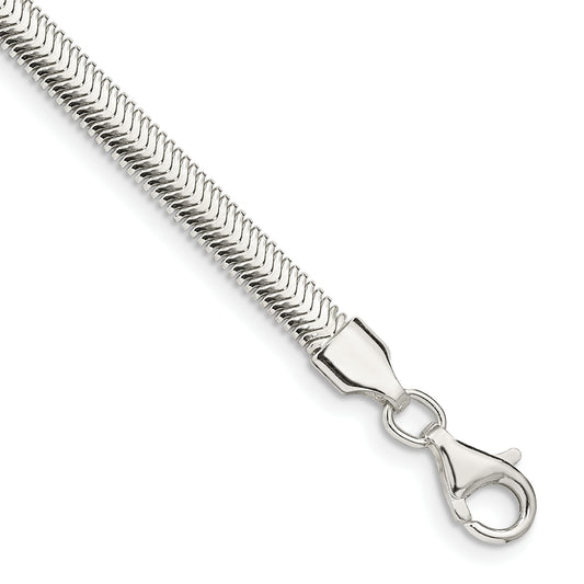 7 Inch Sterling Silver 4.2mm Flat Oval Snake Chain