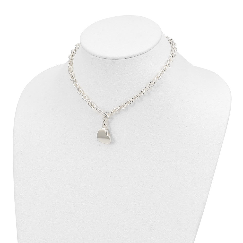 Sterling Silver Heart Fancy Link Necklace