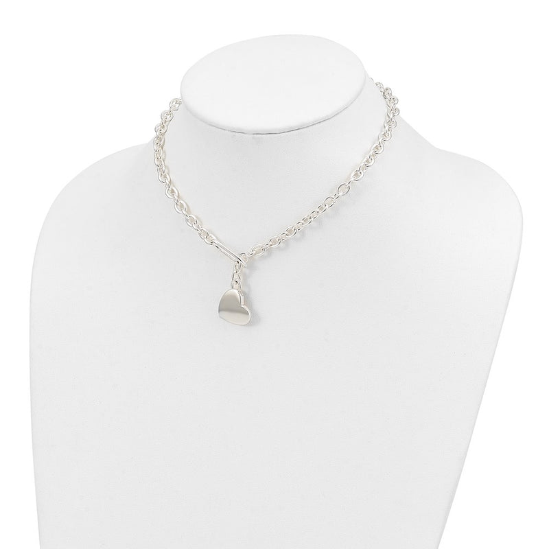 Sterling Silver Heart Fancy Link Necklace