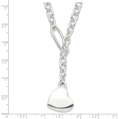 Sterling Silver Heart Fancy Link Necklace