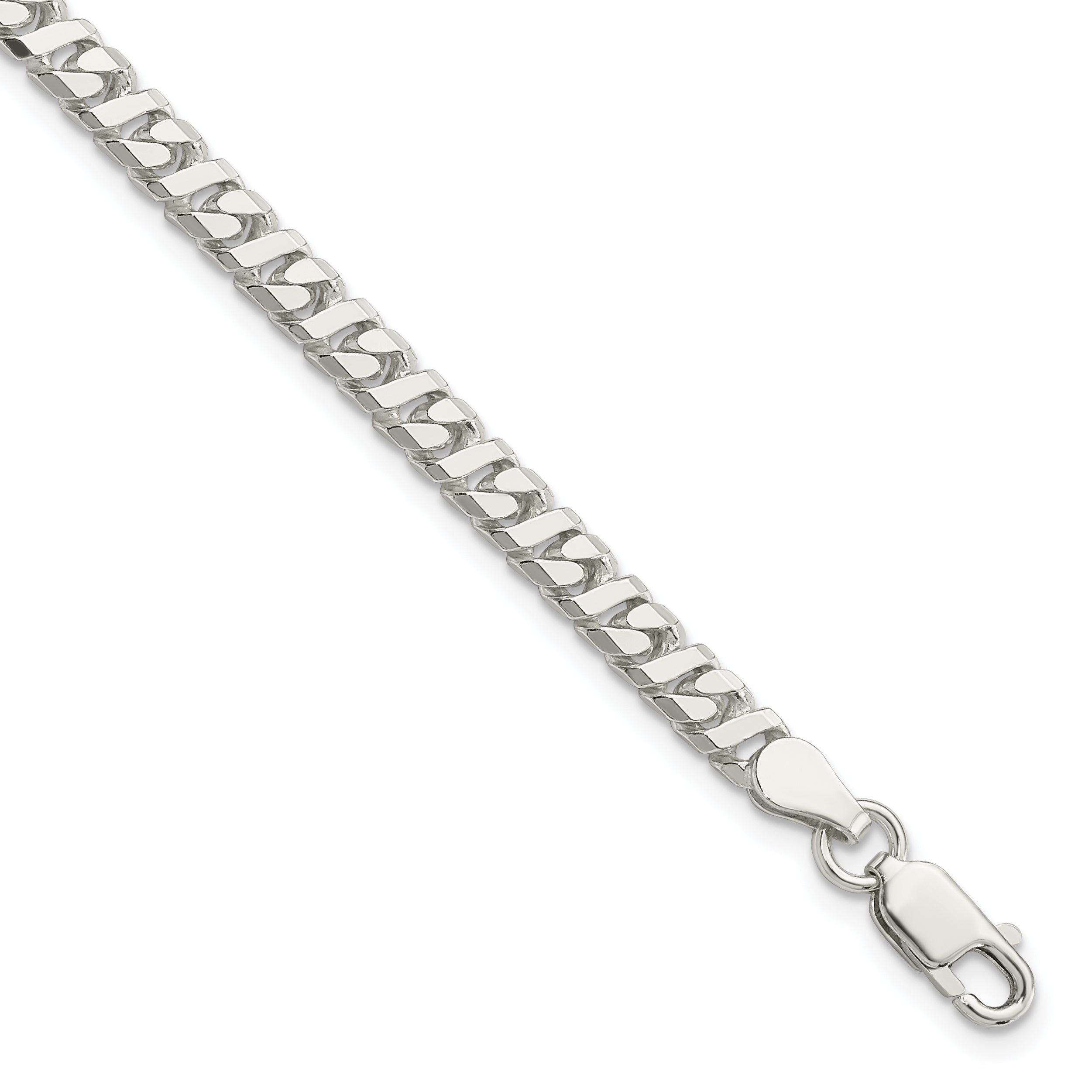 8 Inch Sterling Silver 4.25mm Fancy Flat Link Bracelet