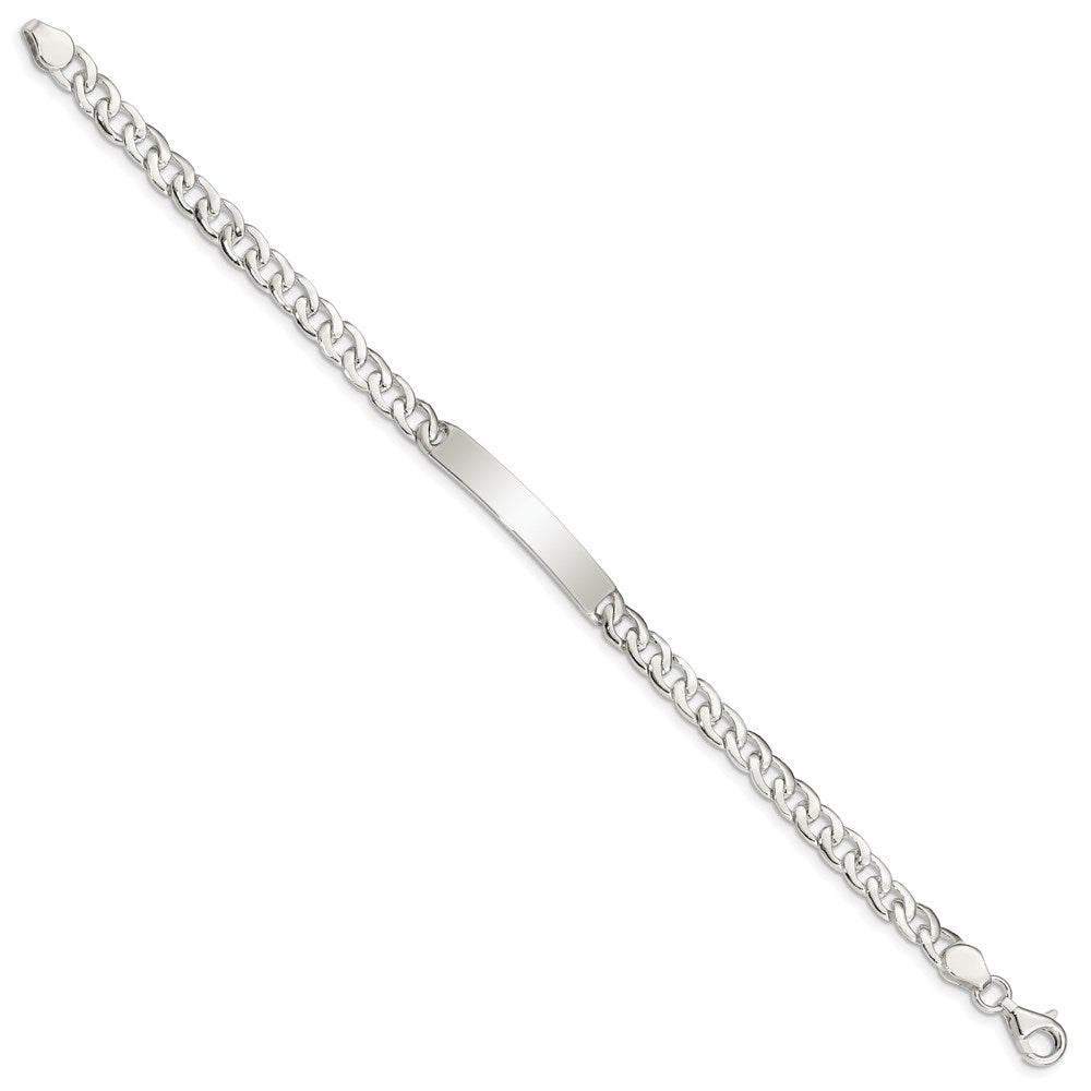 7.25 Inch Sterling Silver Small Id Plate, Curb Link Bracelet
