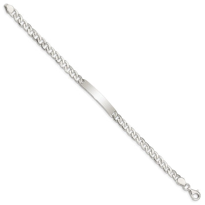 7.25 Inch Sterling Silver Small Id Plate, Curb Link Bracelet
