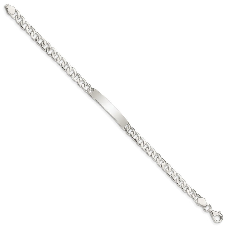 7.25 Inch Sterling Silver Small Id Plate, Curb Link Bracelet