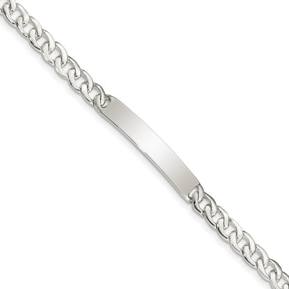 7.25 Inch Sterling Silver Small Id Plate, Curb Link Bracelet