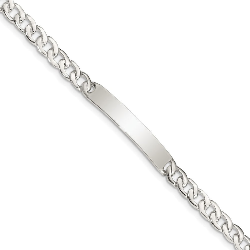 7.25 Inch Sterling Silver Small Id Plate, Curb Link Bracelet
