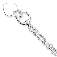 7.75 Inch Sterling Silver Engraveable Heart Disc On Fancy Link Toggle Bracelet
