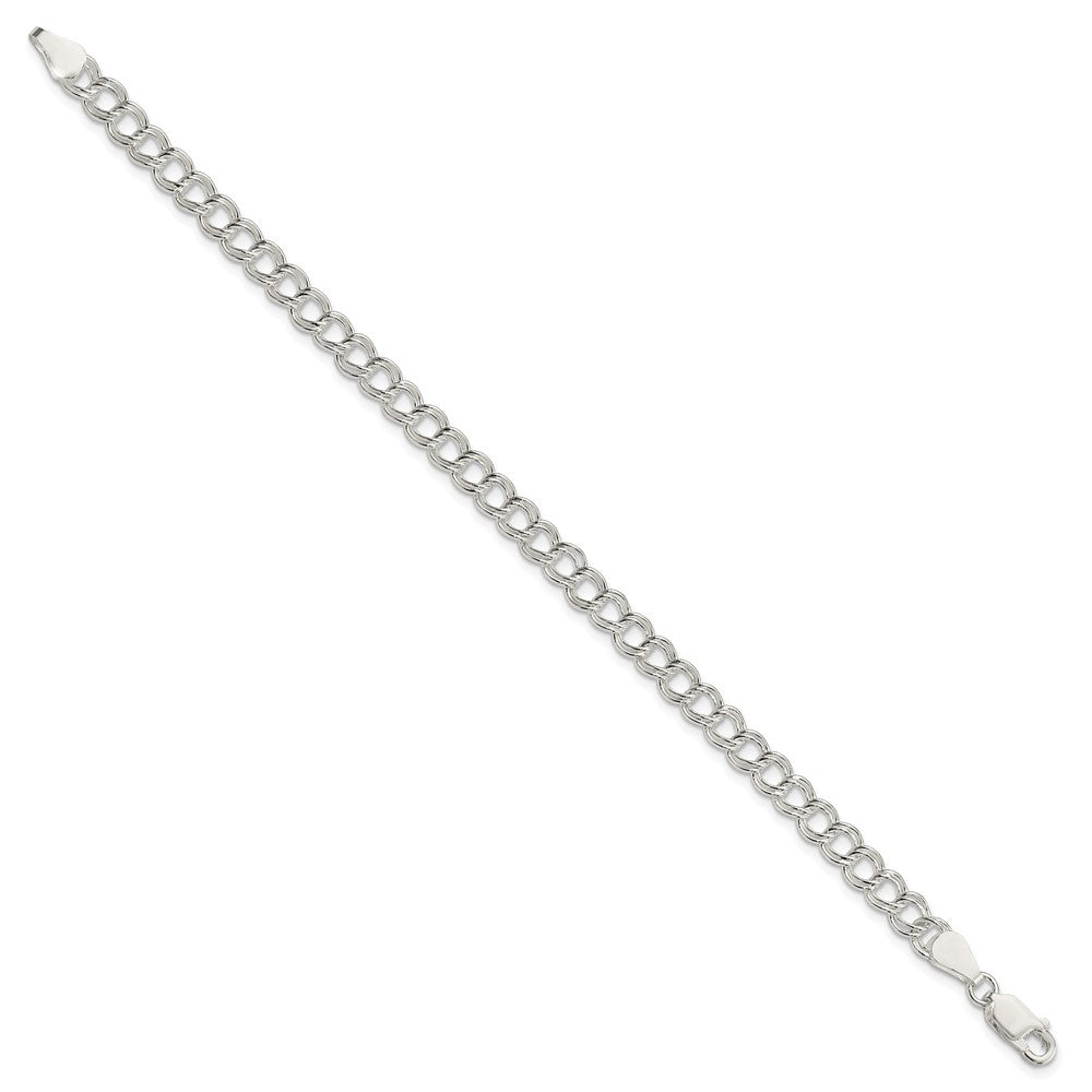 8 Inch Sterling Silver 5.25mm Solid Double Link Charm Bracelet