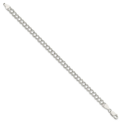 8 Inch Sterling Silver 5.25mm Solid Double Link Charm Bracelet