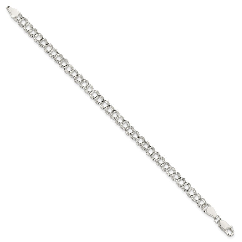 8 Inch Sterling Silver 5.25mm Solid Double Link Charm Bracelet