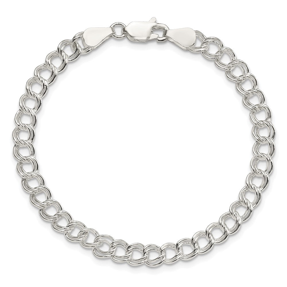 8 Inch Sterling Silver 5.25mm Solid Double Link Charm Bracelet