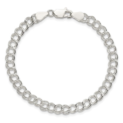 8 Inch Sterling Silver 5.25mm Solid Double Link Charm Bracelet