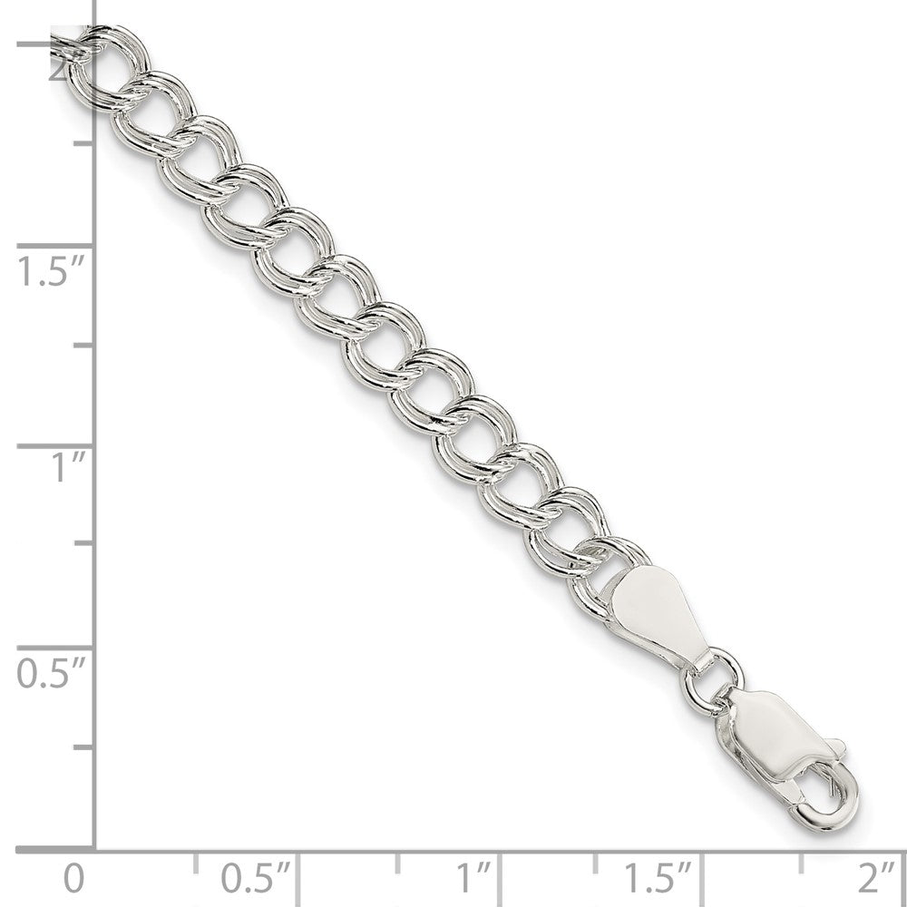 8 Inch Sterling Silver 5.25mm Solid Double Link Charm Bracelet